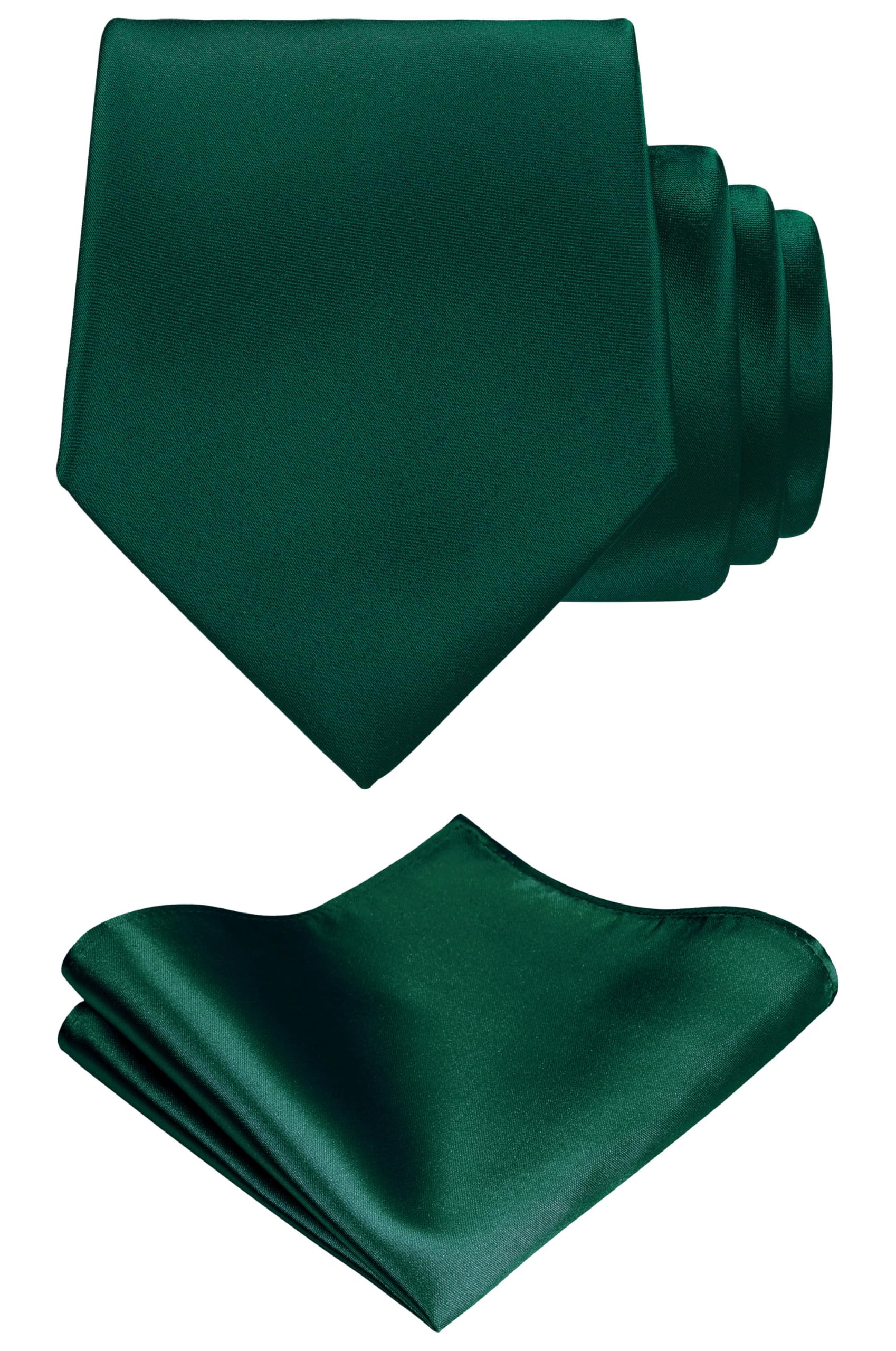 TIE G Solid Satin Color Formal Necktie and Pocket Square Sets in Gift Box