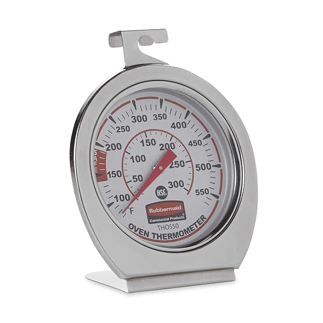Rubbermaid Commercial Products Stainless Steel Monitoring Thermometer Safe for Inside Oven Grill Smoker 60-580 F Range Easy to