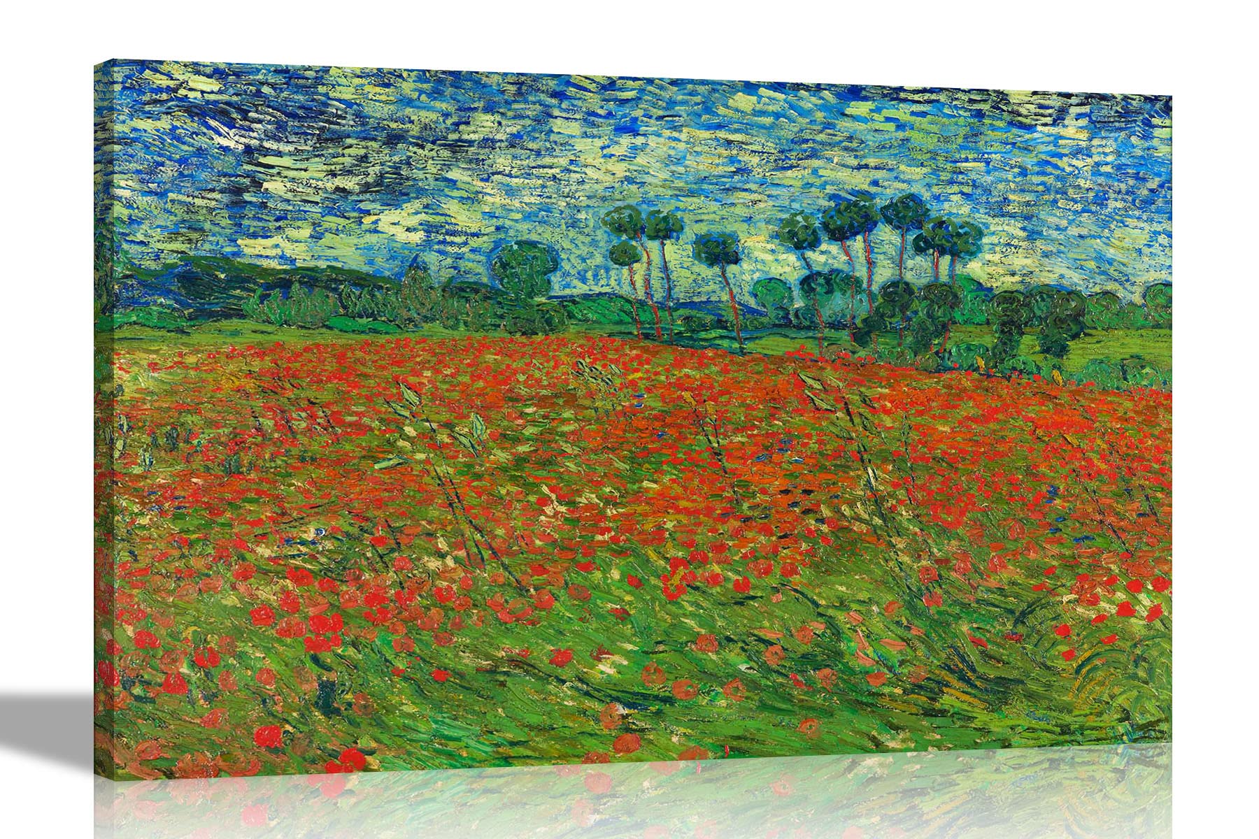 Artley Prints Poppy Field By Vincent Van Gogh Canvas Wall Art L Ready To Hang L Landscape Pictures For Decoration L Abstract Artwork Large 76 X 50Cm (30 X 20 Inches)