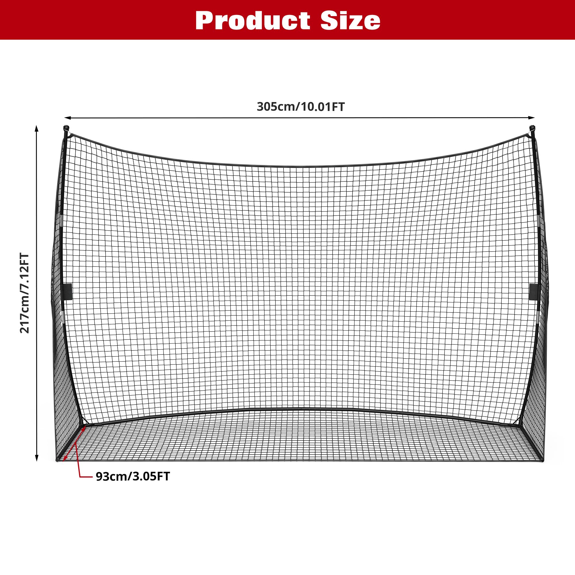 Garvee Golf Übungsnetz 305x217cm, Große Trainingshilfe für Garten & Indoor, Stabiles Abschlagnetz mit Eisenrahmen & PE-Netz, Profi Golf Sport-Equipment, Schwarz