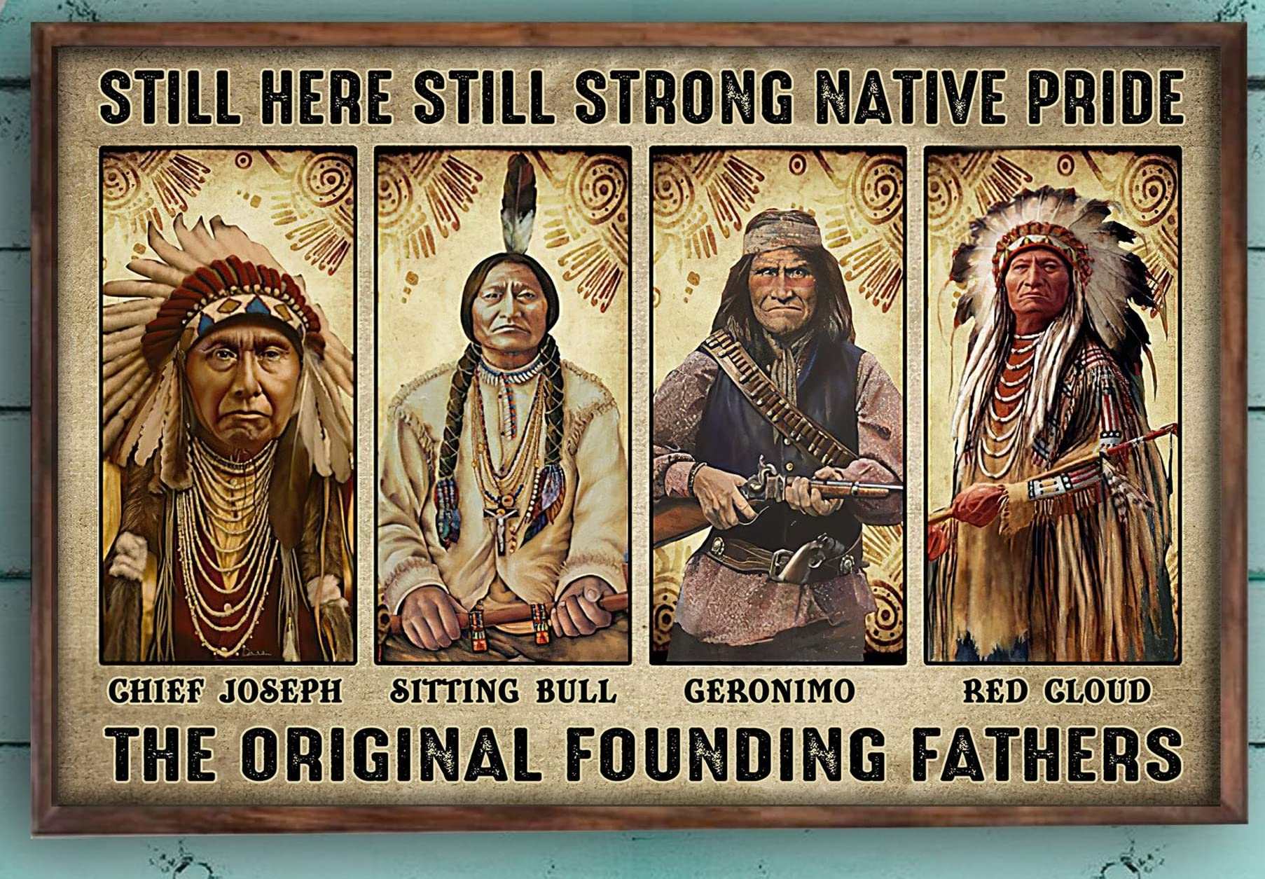 Retro Metal Tin Sign 5.5 X 8 Inches Native American Native Blood Poster Sitting Lovers Bull Fan Poster Still Here Still Strong Native Pride Poster Home Living Decor Poster Home Decoration Art Poster