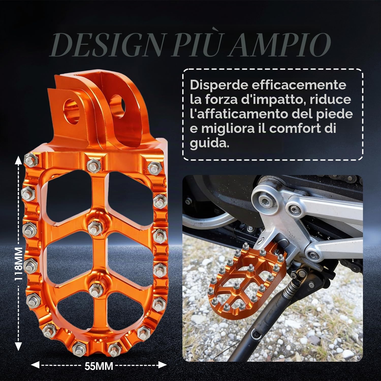 Pedane Moto CNC,Pedali Poggiapiedi per 65-990 SX SXS SXS-F EXC MXC EXCG SX-F EXC-F XC XC-F SMR TE TC FE FC 85-501 Arancia