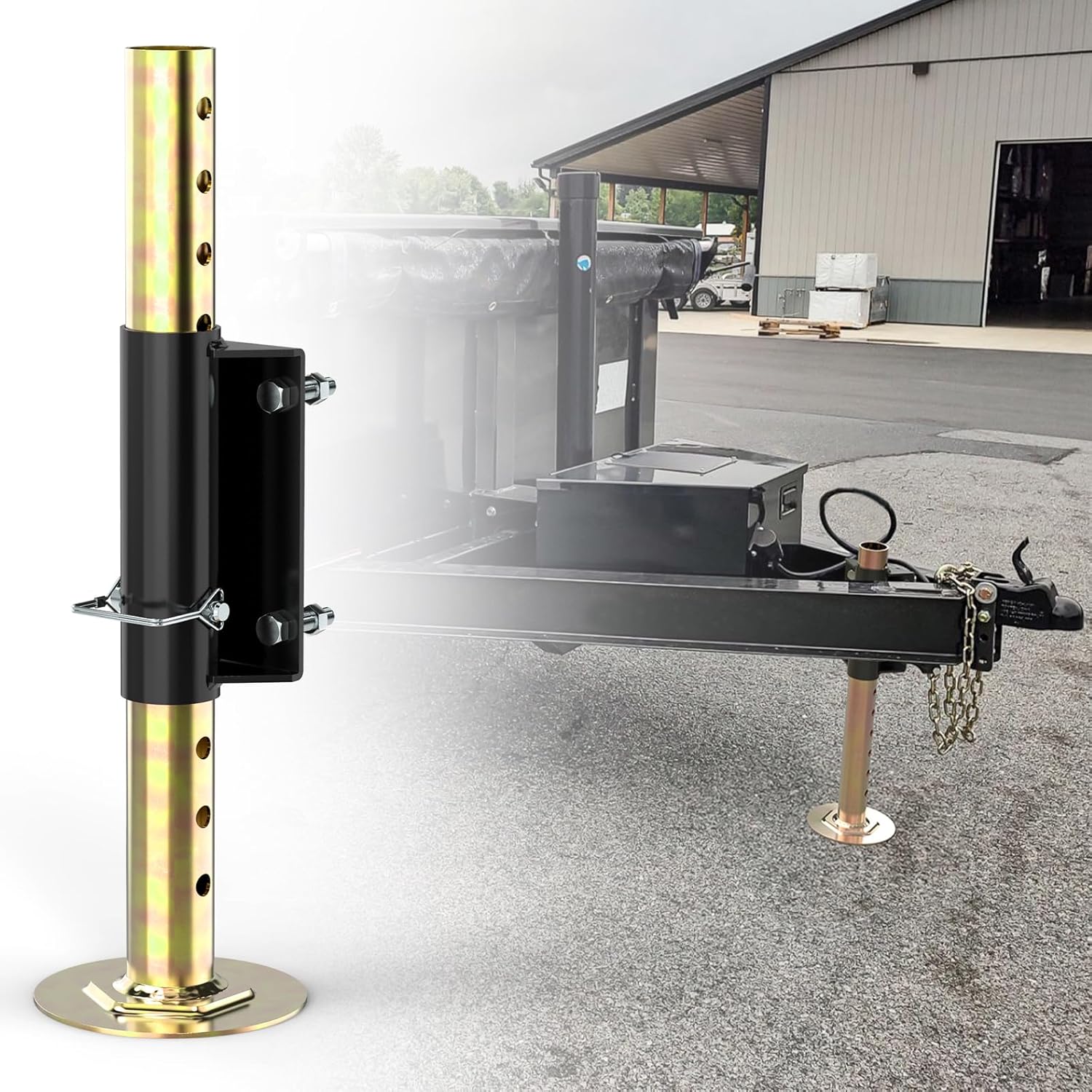 Telescoping Stabilizer Jack Adjustable 7"-18.5" Height, Heavy Duty Bolt on and Welding Trailer Stabilizer Jack for Small Utility Trailer 3000 Lbs Capacity Each, Garden Trailer Accessories 1PCS