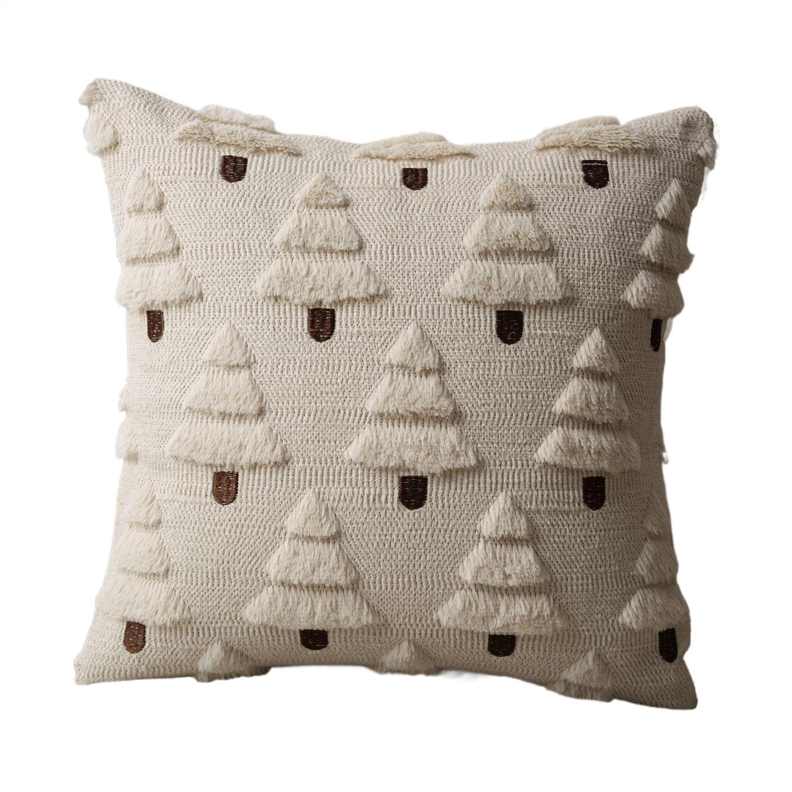 Housses de coussin de Noël broderie 3D élégante et lavable pour salon chic