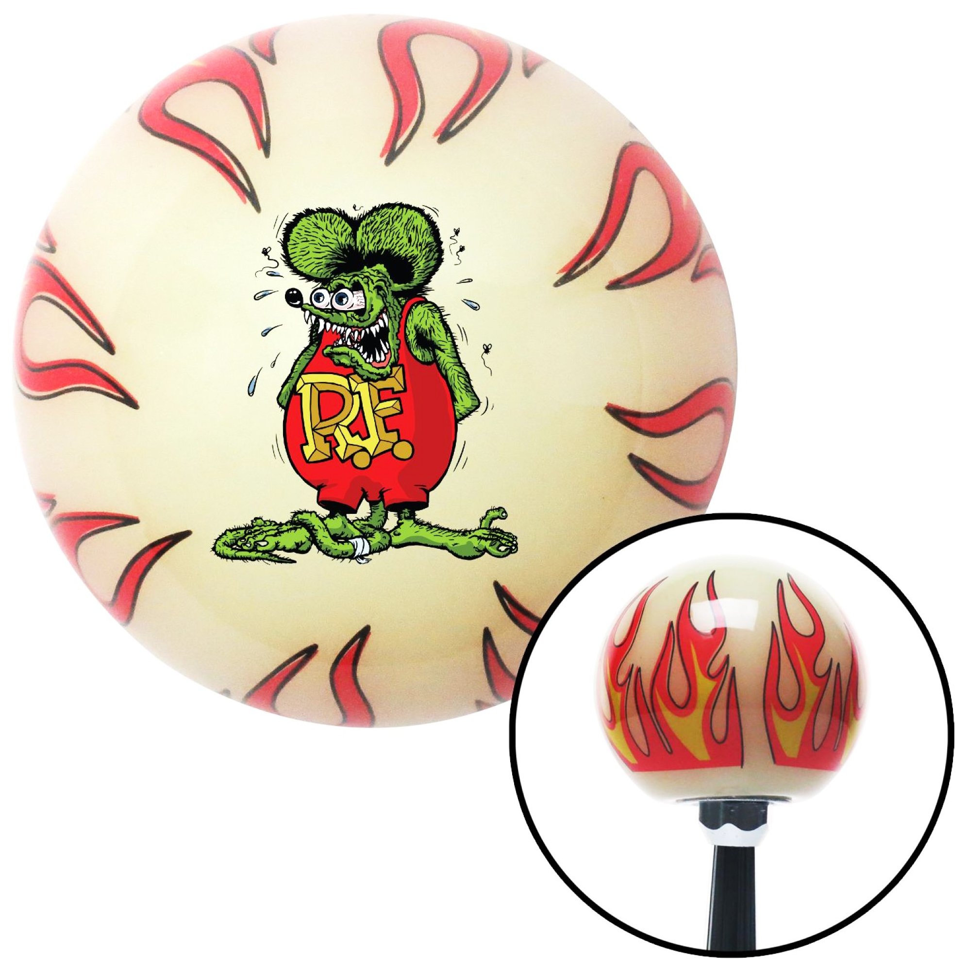 American Shifter 327577 Rat Fink Ivory Flame Shift Knob with
