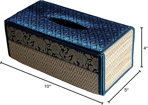 Miniatura 8 de CCcollections Caja de pañuelos hecha a mano Reed - Materiales ecológicos (D dorado)