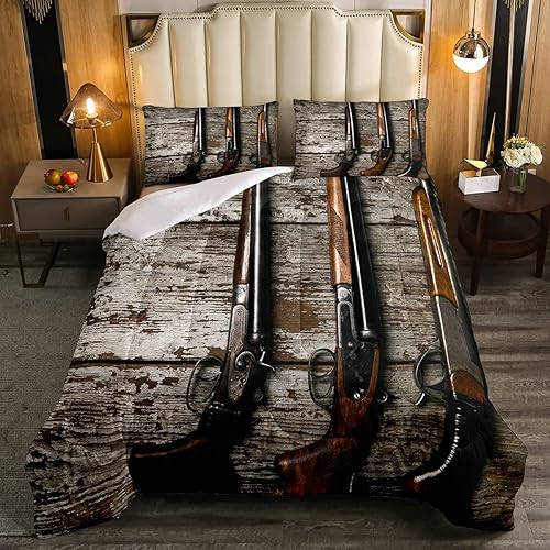 Erosebridal Edredón de plumón de pistola, juego de ropa de cama con temática militar para niños, adolescentes y hombres, juego de edredón retro de