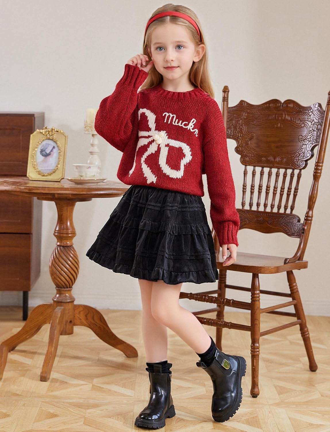 Happy Cherry Girls Corduroy Short Skirts Elastic Waist Soft Mini Skirts for Toddlers Kids Casual Stretch Skirts for School