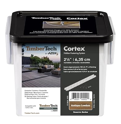 TimberTech Cortex Collated Hidden Screws and Plug System for Fastening Composite Decking - Pack of 224 Deck Plugs to Cover 100 LF (Antique Leather)