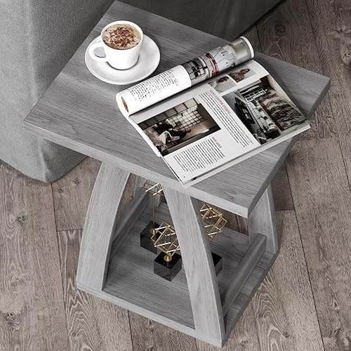 Miniatura 4 de Mesa auxiliar, mesa auxiliar, mesita de noche, mesa auxiliar de sofá con estante, mesa auxiliar moderna para sala de estar, dormitorio