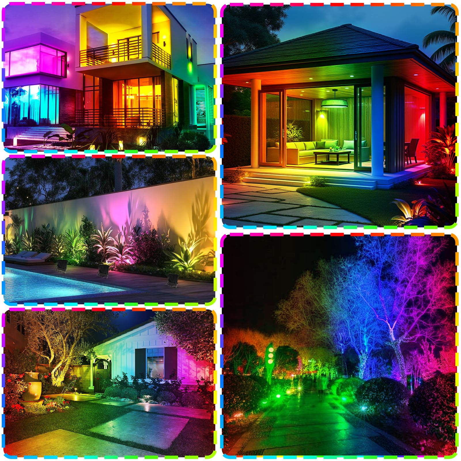 100W RGB LED Strahler, LED Fluter Außen, Mit Bluetooth APP Und 2.4G Fernbedienung, IP66 Wasserdicht Farbwechsel Dimmbar, 16 million Farben Flutlicht für Gärten, Innenhöfe,Party (2 PC)