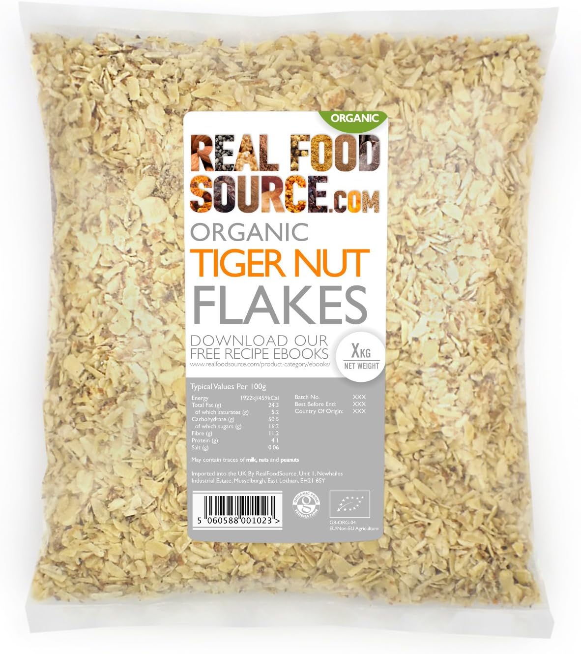 RealFoodSource Organic Tiger Nut Flakes 1kg