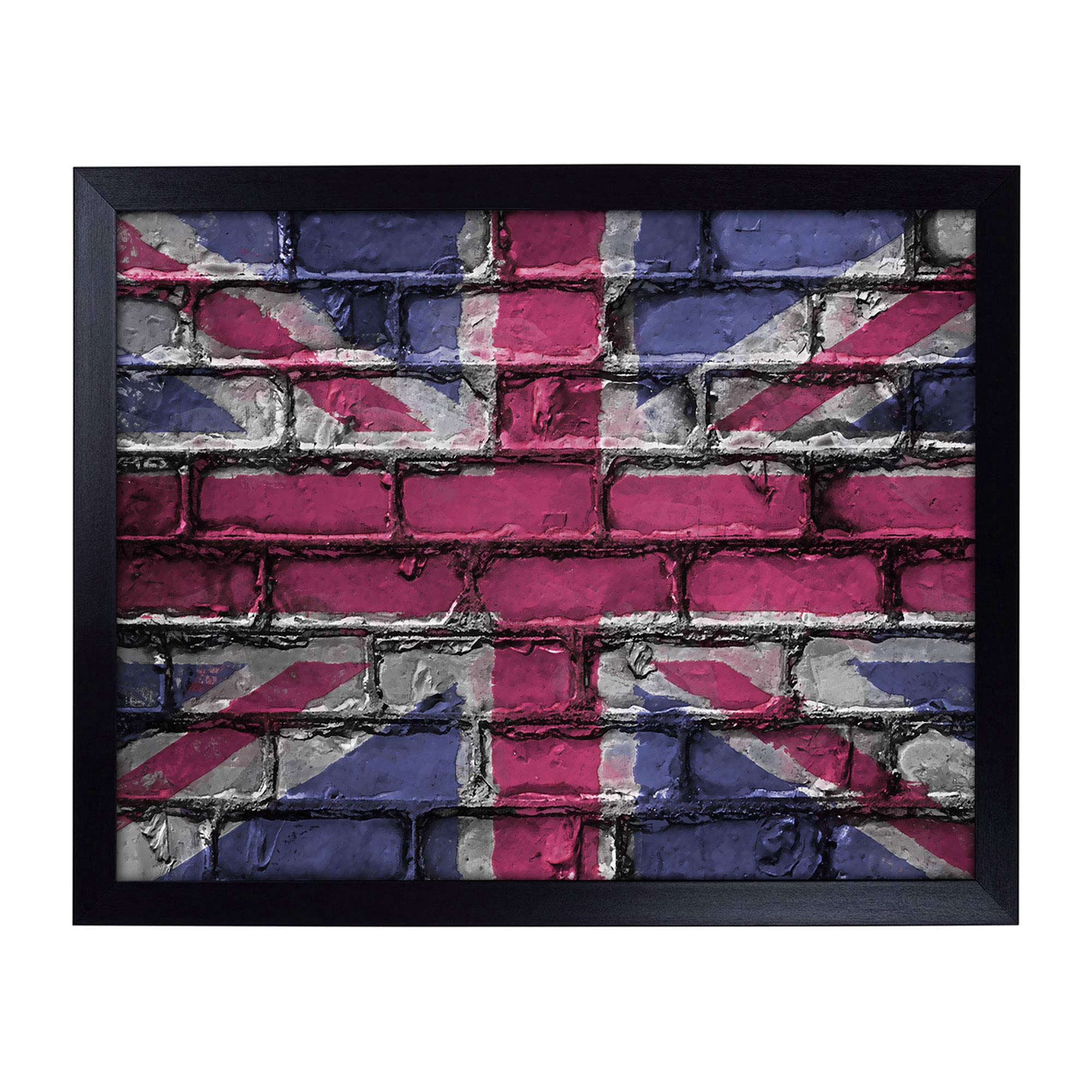Lap Tray with Cushion | Union Jack Brick Wall Graffiti in Abstract | Padded Bean Bag Cushion | For Eating, Working, Crafting, Laptop | Portable Table Desk