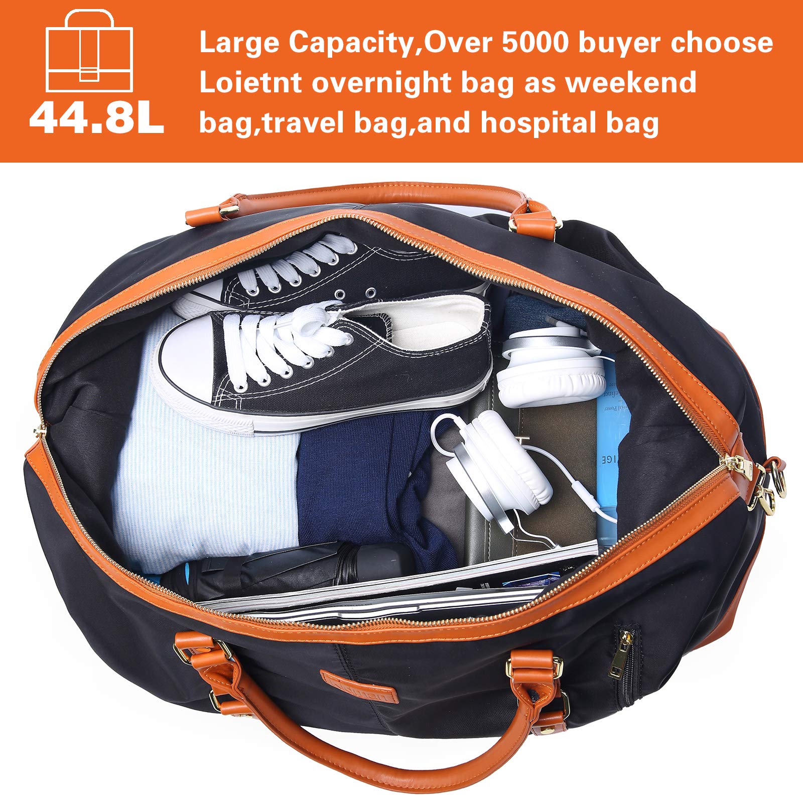 Damen Reisetasche, Schwarz - Schwarz - Größe: Large
