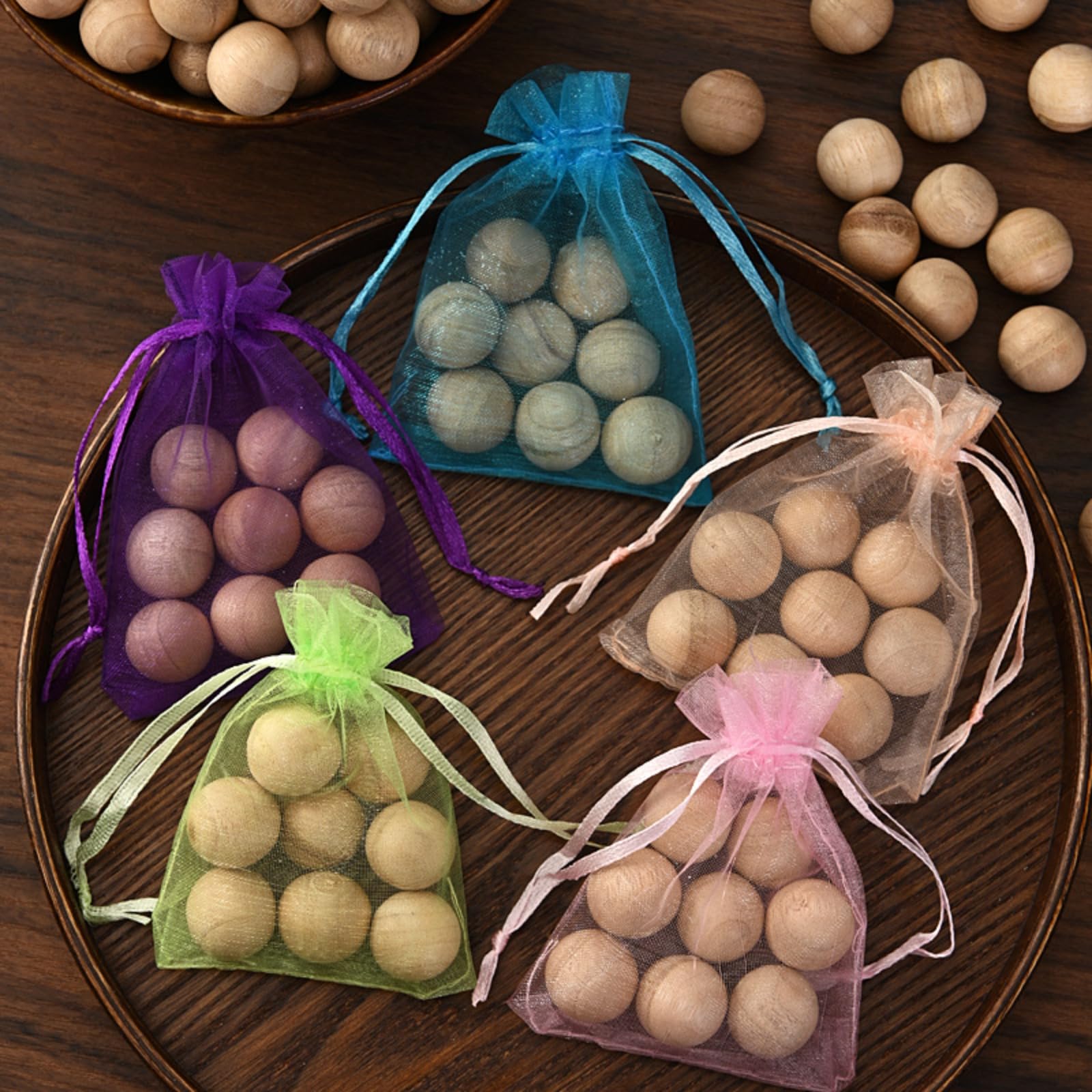 50 Bolas de Cedro Antipolillas, Antipolillas Naturales para Armario