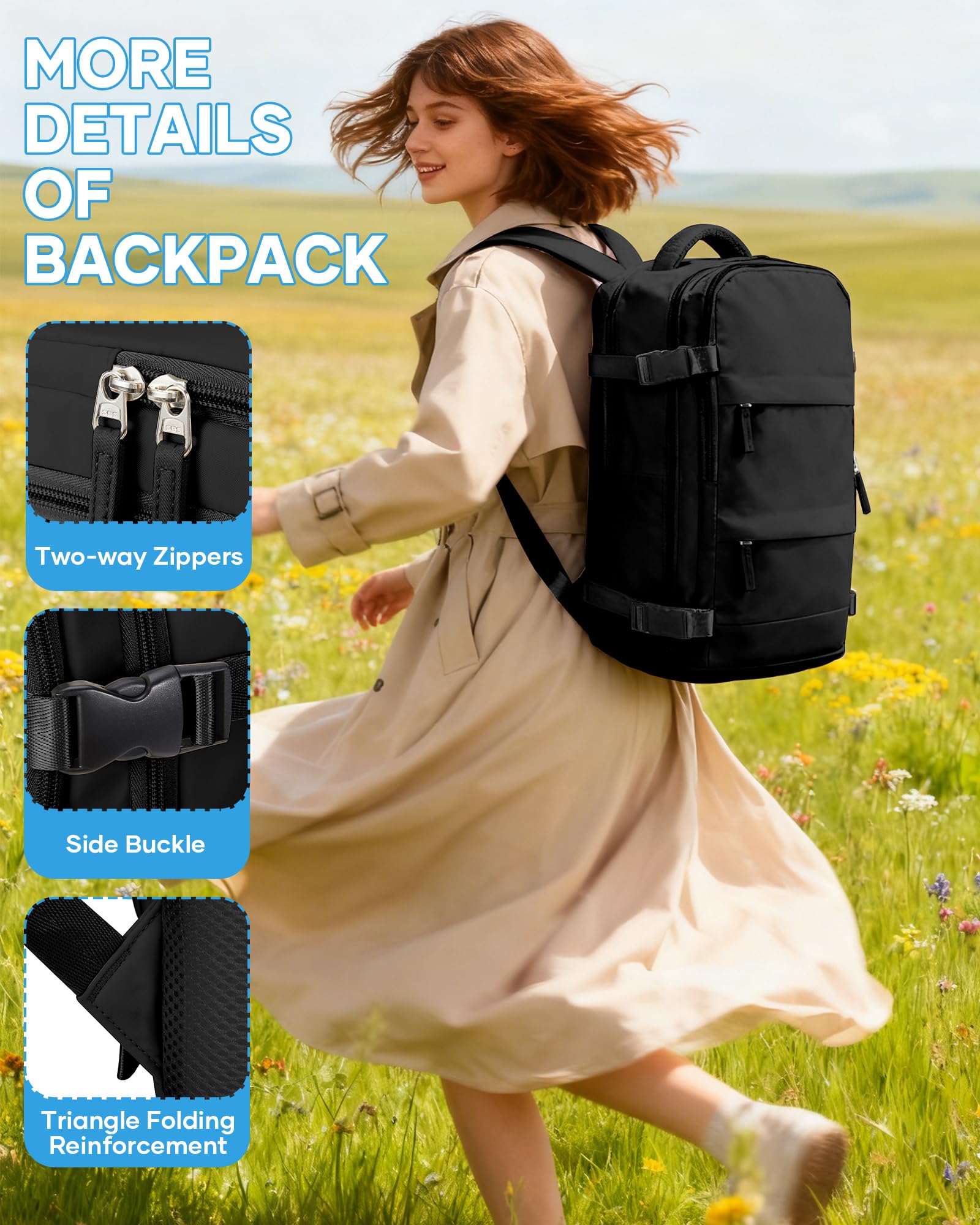 Sac à Dos Sous Vide Voyage 40x30x20 avec Pompe Bagage Cabine Ryanair Wizz Air Easyjet Ordinateur Portable 14 Pouces