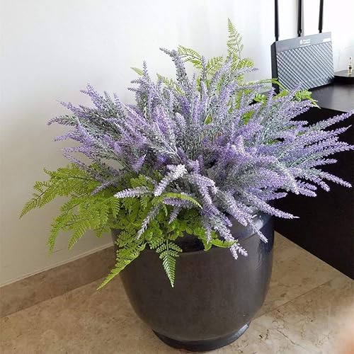 Miniatura 5 de Cattree - Arbustos artificiales, hierba de plástico, plantas artificiales para boda, interior, exterior, hogar, jardín, terraza, cocina, oficina,