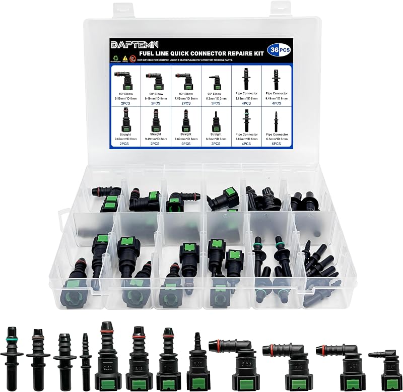 Kit de conectores rápidos para linha de combustível Daptemn em nylon – 36 peças