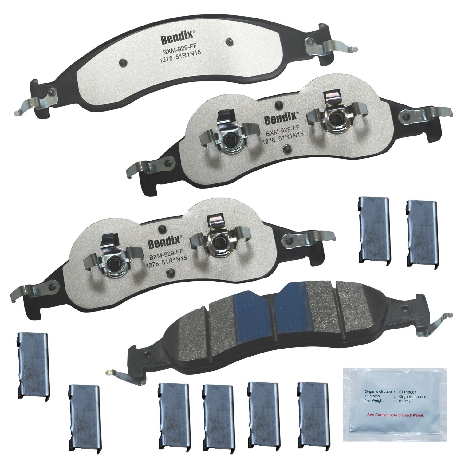 Bendix Fleet Metlok MKD1278FM Semi-Metallic Front Brake Pads for Ford Expedition 2009-2007, Lincoln Navigator 2009-2007