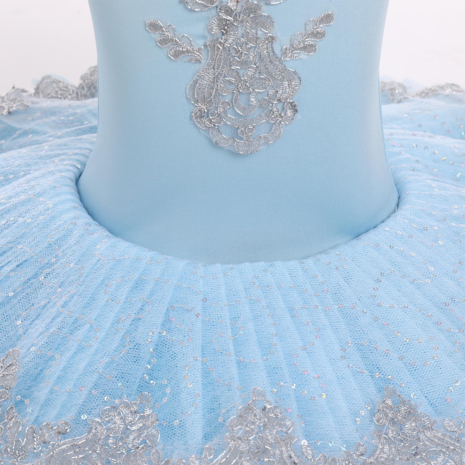 Vestido de ballet con lentejuelas y tutú para niñas, disfraz de bailarina, ropa de baile, falda bordada floral