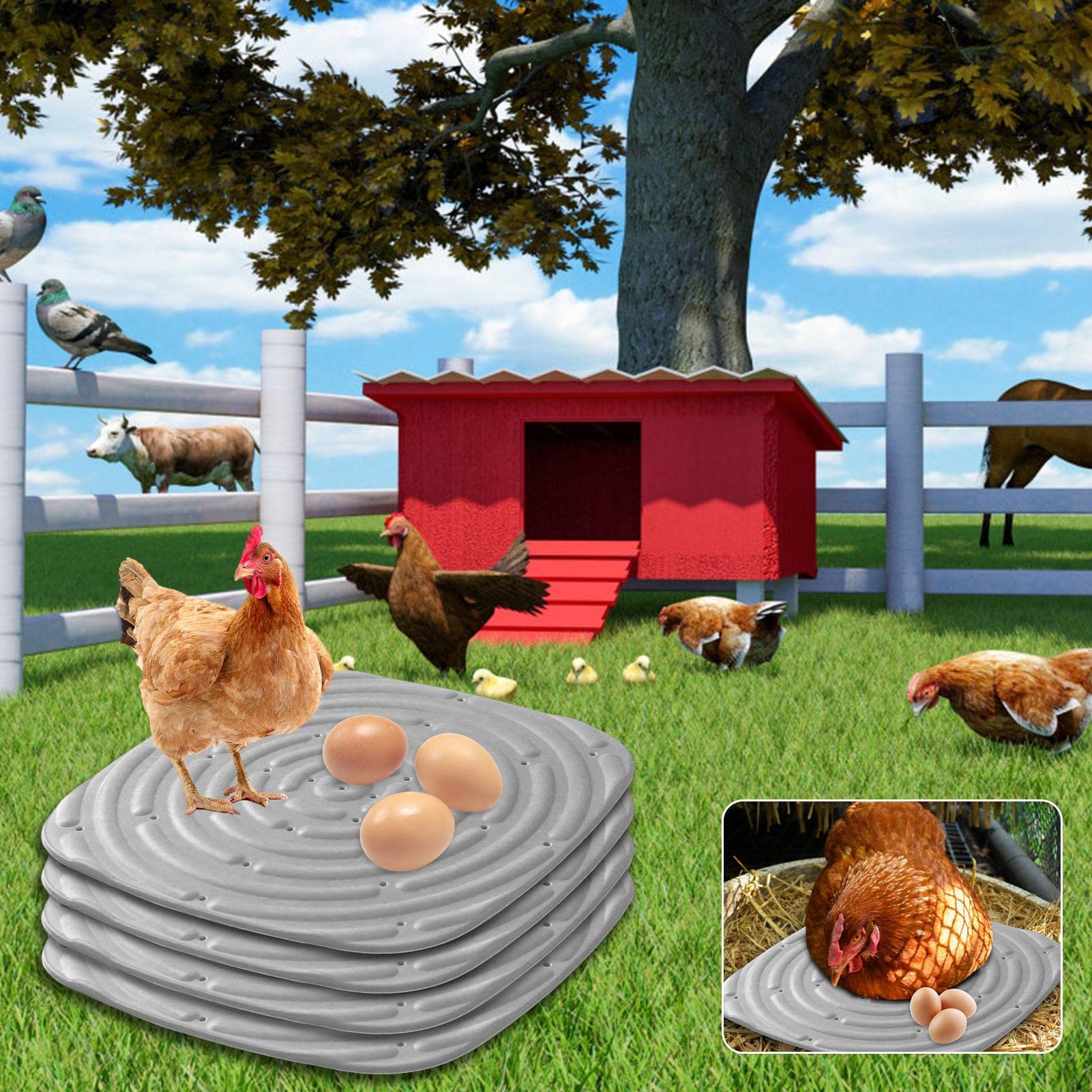 Lot De 8 Tapis De Nid Pour Poulailler - 30x30 Cm, Lavables, Antidérapants, Pour Poules, Canards, Petits Animaux