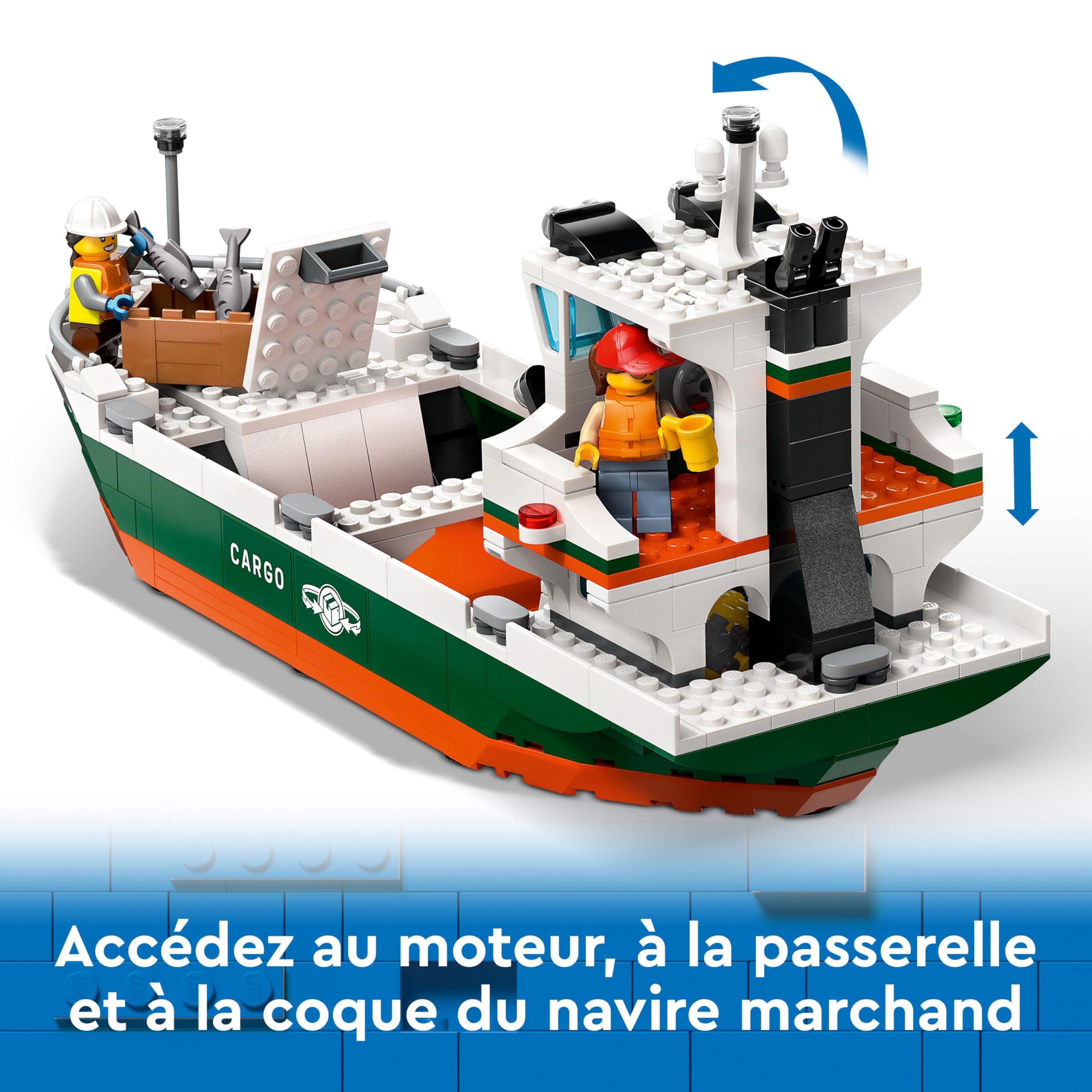 LEGO City Le Port et Le Navire Marchand - Jouet de Construction pour Garçons et Filles à Partir de 8 Ans - Idée de Cadeau pour Enfants - Grue à Containers et Bateau avec 8 Minifigurines 60422