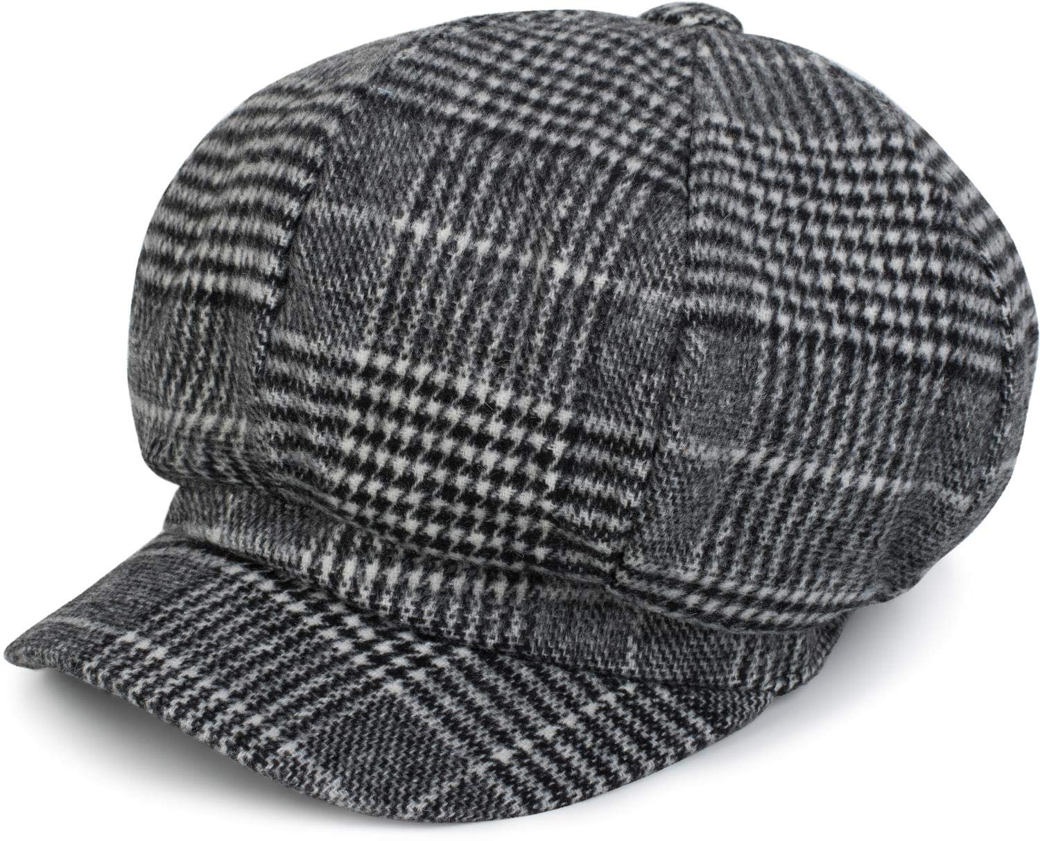styleBREAKER Casquette Bakerboy pour Femmes avec Motif à Carreaux Glencheck, Casquette Ballon, Casquette Newsboy, Casquette Plate 04023060