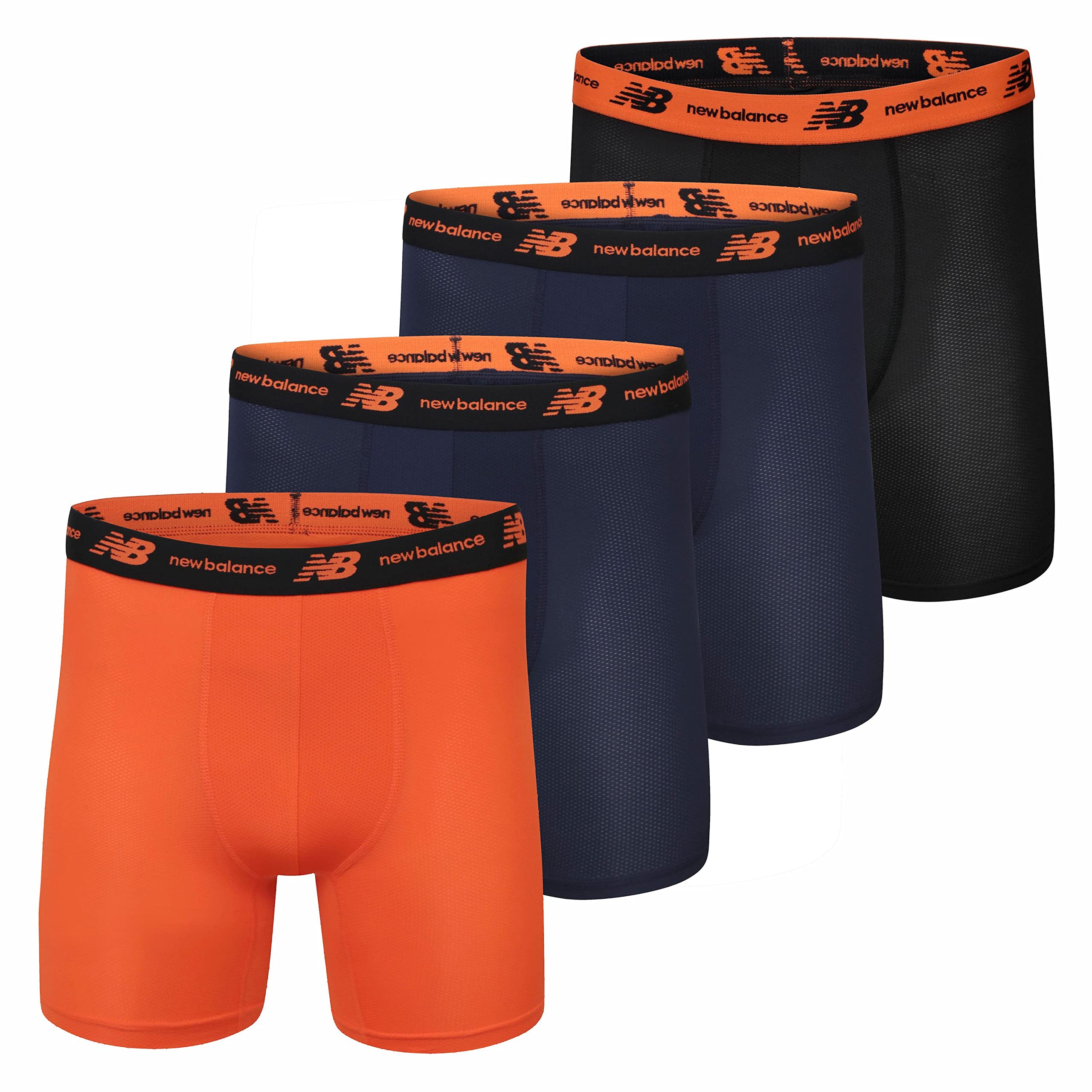 new balance Men's Polyester 6" Boxer Brief Fly Front With Pouch, 3-Pack
