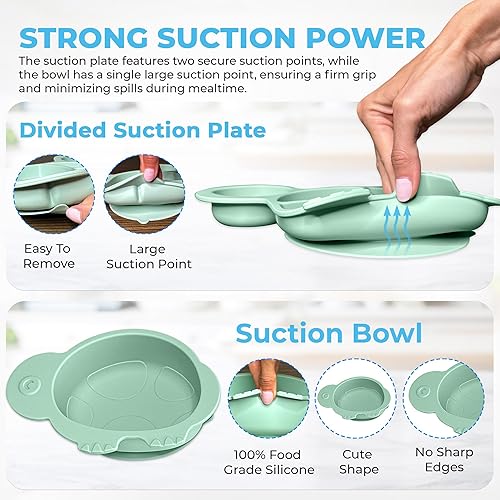 Miniatura 3 de Baby Led Weaning Supplies - Juego de alimentación de silicona para bebés - Juego de placas de succión de silicona ultra completo. Juego de platos