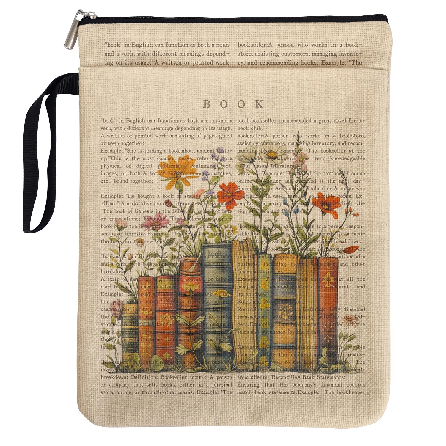 Bookish Flower Blossoms etui na książki, prezenty dla miłośników książek, okładki książek ochraniacz na okładki w miękkiej okładce z uchwytem dla czytelnika mól książkowy, prezenty do klubu książki na