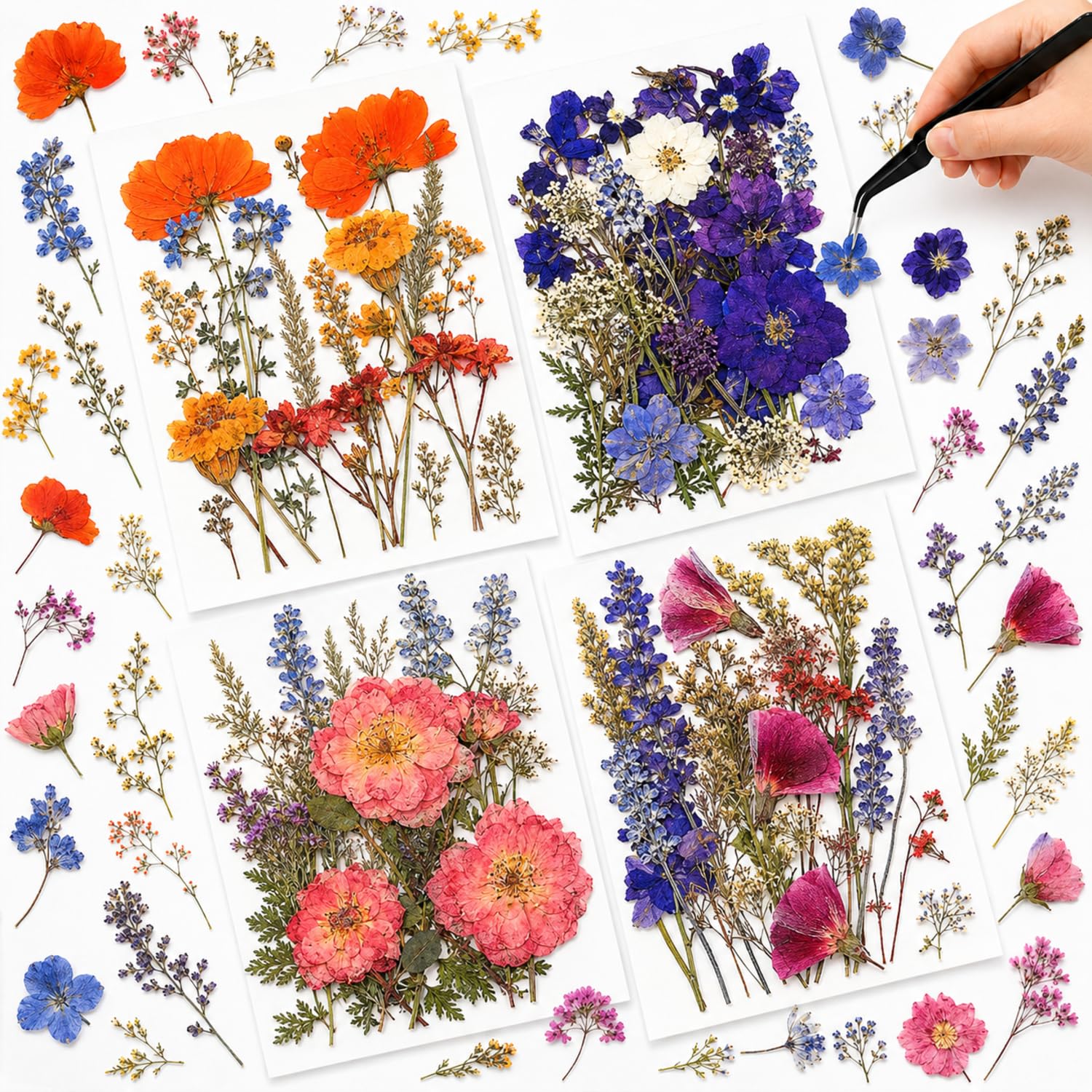 Nuanchu Real Dried Pressed Flowers for Craft Resin Molds, Cottage Garden