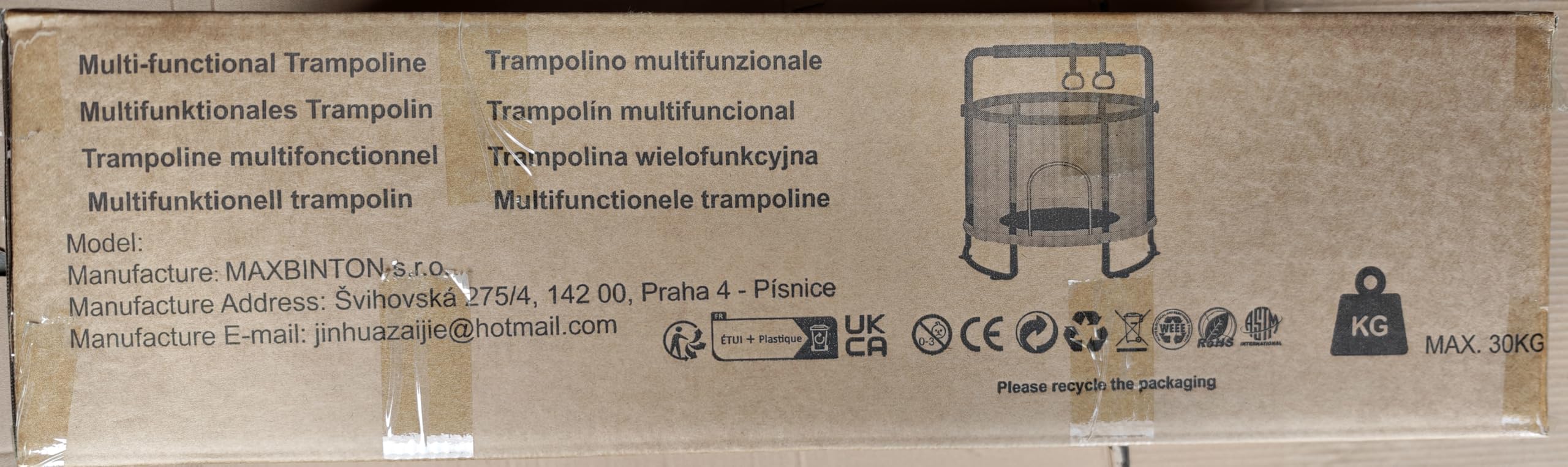 Kindertrampolin 140 cm für drinnen und draußen – 50 kg Belastbarkeit mit Sicherheitsnetz, Verstellbarer Turnstange und Basketballkorb, Geschenk für Jungen und Mädchen