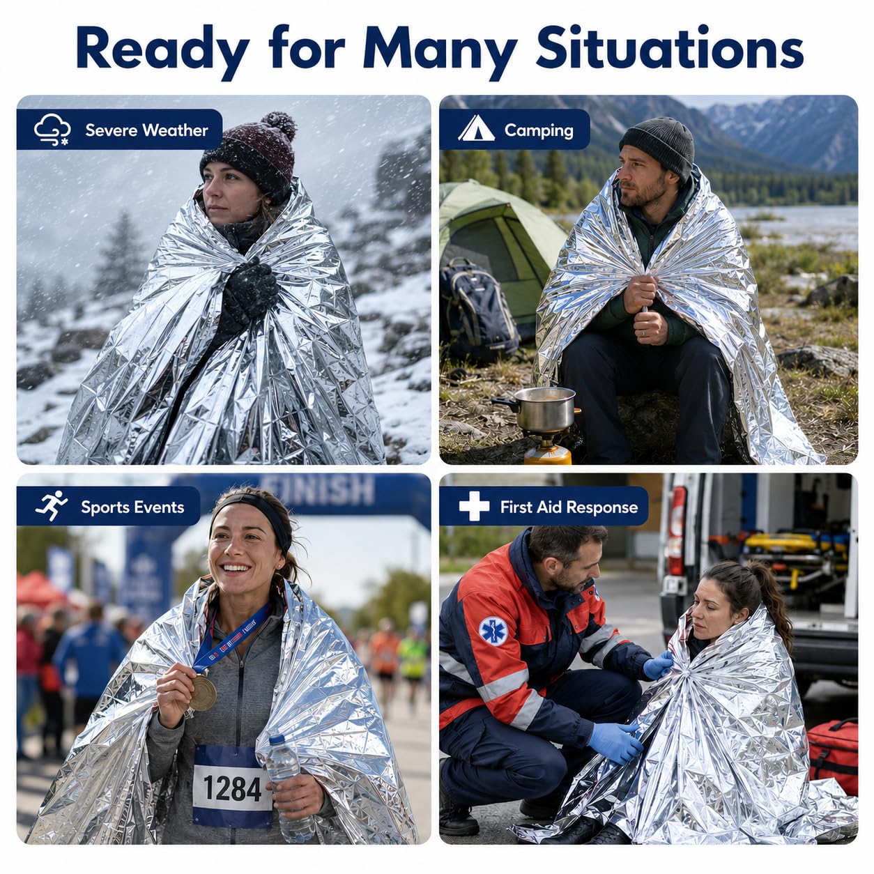 Lot of 50 Emergency Mylar Blankets - 84 x 52 by BH