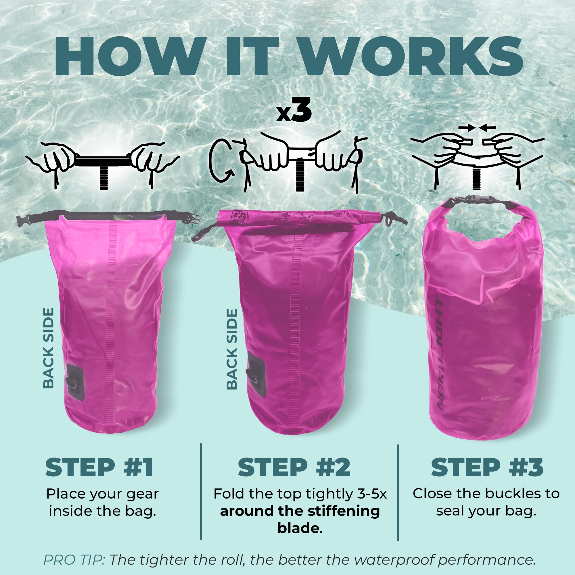 Nordlight Dry Bag e borse impermeabili - zaini impermeabili da 2l, 5l, 10l, 15, 20l, 30l, ccon chiusura a rotolo e tracolla con custodia impermeabile per cellulare e marsupio