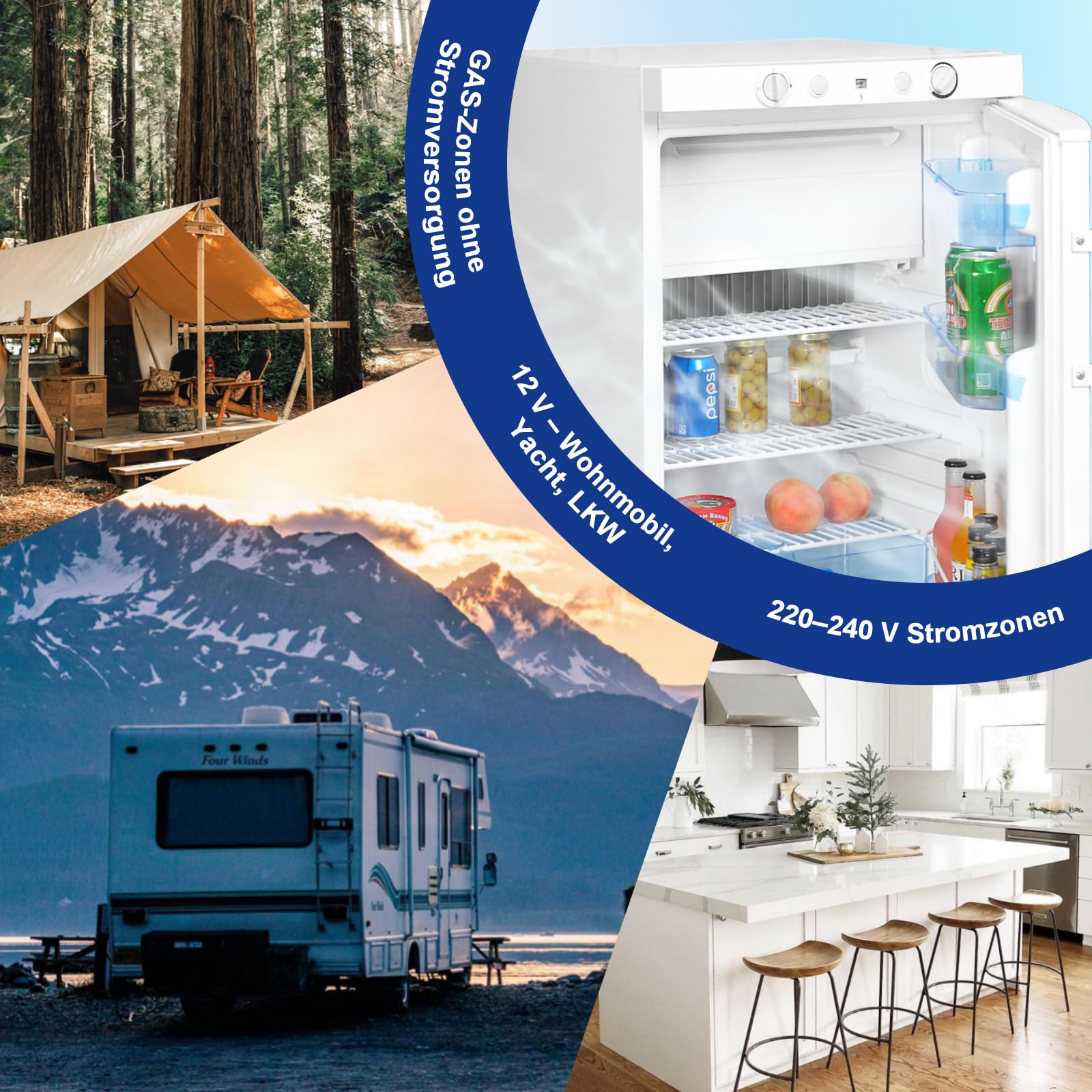 kühlschrank im zelt Smad Camping 12V/230V/Gas,100L Gas Kühlschrank mit Gefrierfach, für Camping, Zuhause, Wohnwagen, Garage, Gite, Wohnmobil, Weiß Elektro-Großgeräte Neoprene Hobie Mirage Passport 10.5 Tent Color:Black