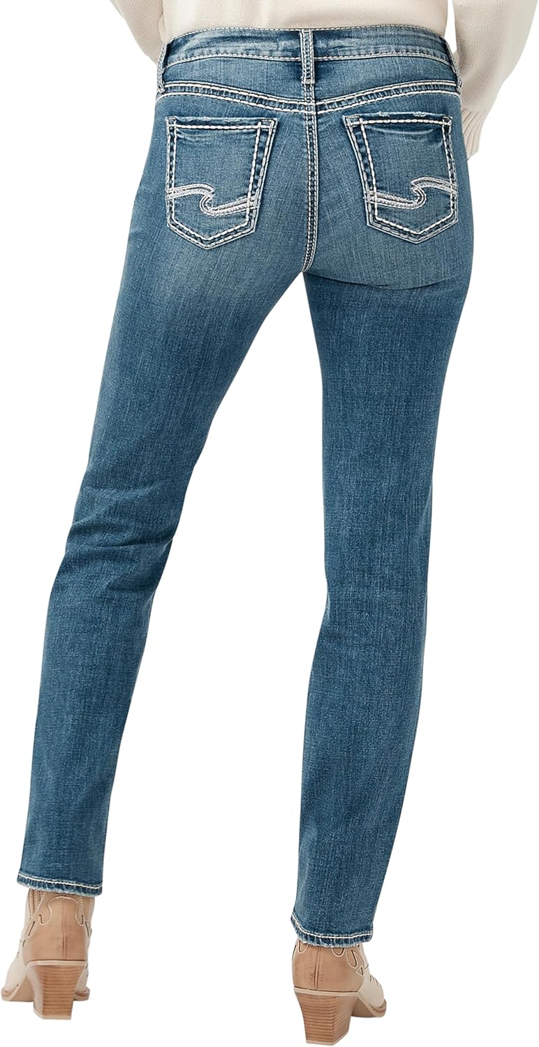 Silver Jeans Co. Women’s Suki Mid Rise Curvy Fit Straight Leg