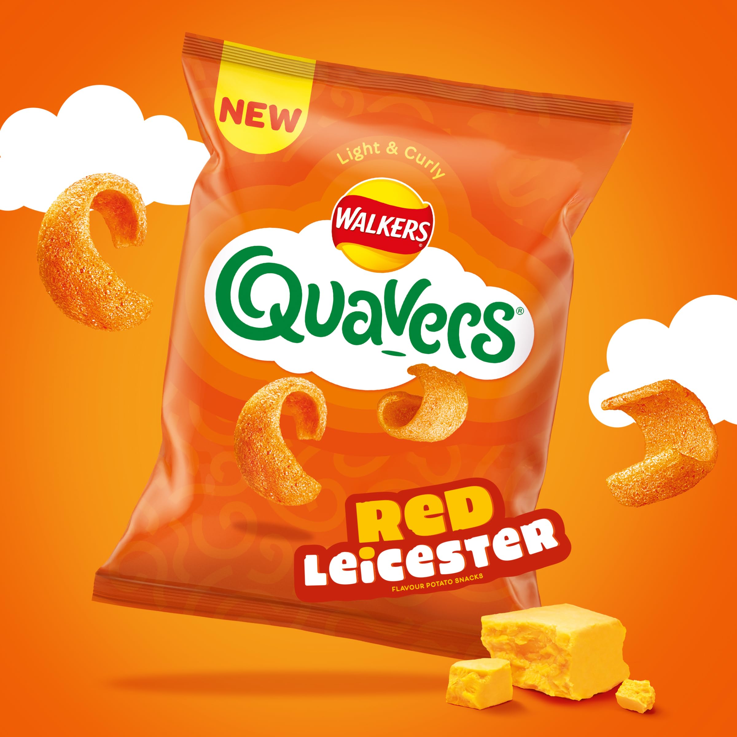 Walkers, Quavers Red Leicester Cheese Snacks Grab Bag 34g (Case of 30)