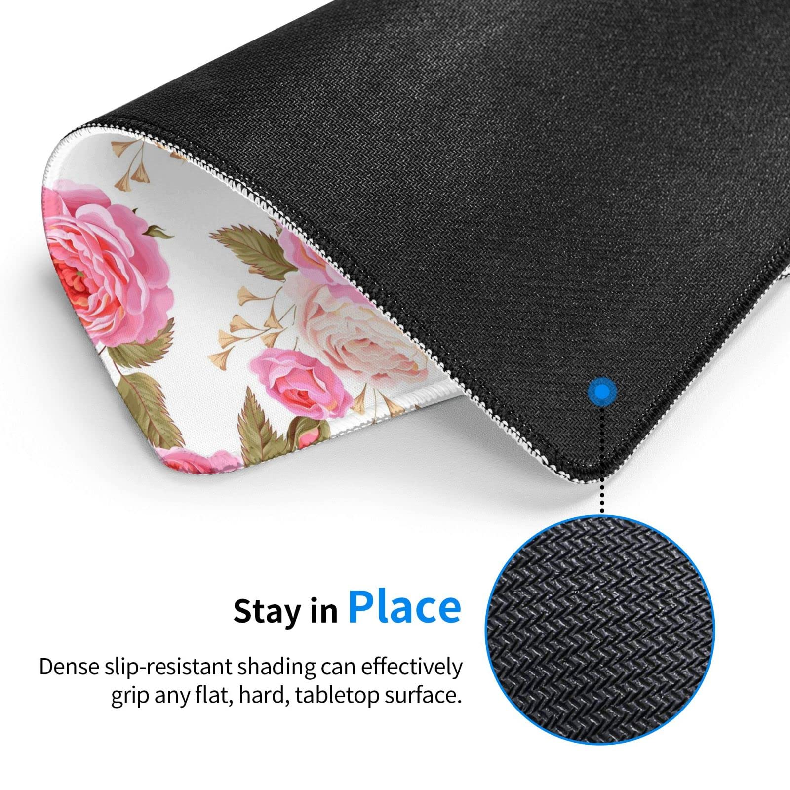 Tappetino Mouse In Gomma Antiscivolo Rosa E Bianco – 7x8.6 Pollici, Spesso 3mm, Per Sensibilizzazione Cancro Al Seno
