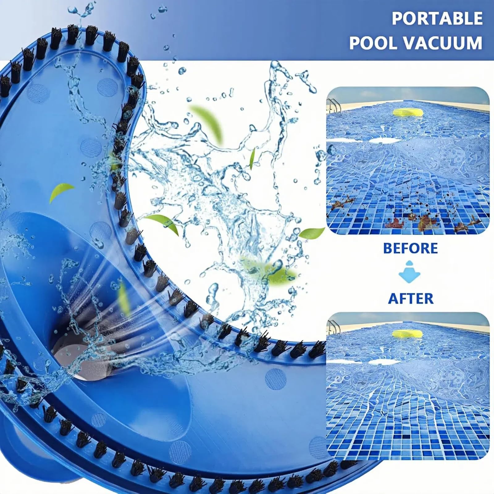 Aspirateur de piscine - Aspirateur manuel portable avec sac à cordon pour le nettoyage de piscine, bassin et jacuzzi