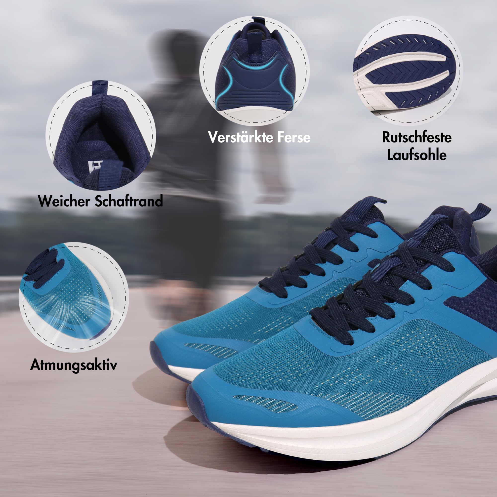 Hawkwell Herren-Straßenlaufschuhe in Übergröße, Wander-Sneaker, EU-Größe 47 48 49 50 51 52 53