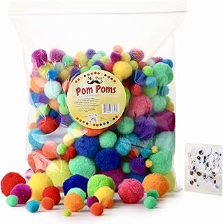 Mr. Pen- Pom Poms Assorted Sizes, 360 Vibrant Colors Pom Poms with 50 Googly Eyes, Pompoms for Crafts, Pom Poms Arts and C...