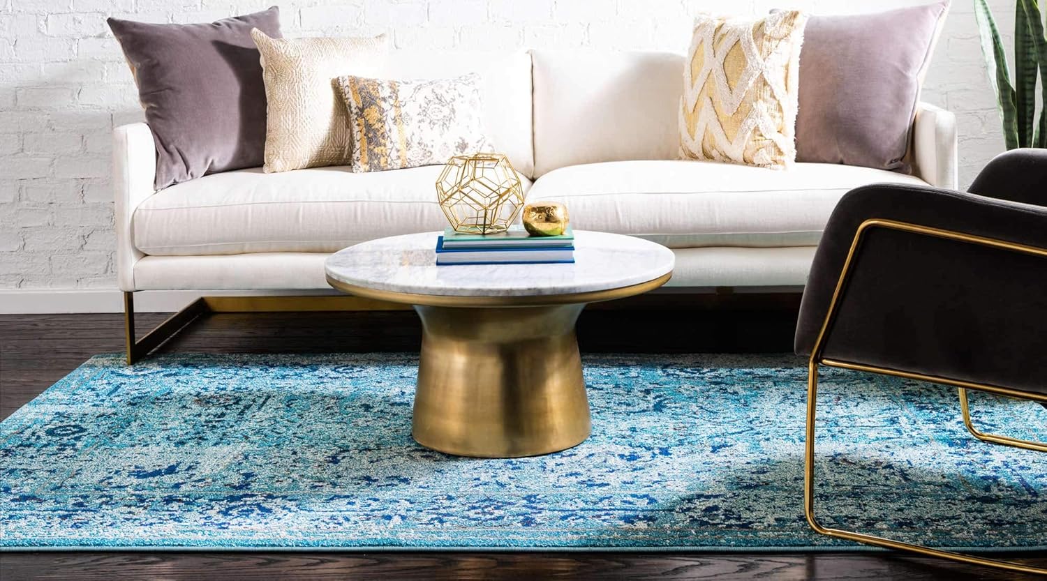 Unique Loom Medici Collection Vintage Botanical Traditional Light Blue Area Rug (8' 0 x 11' 0)