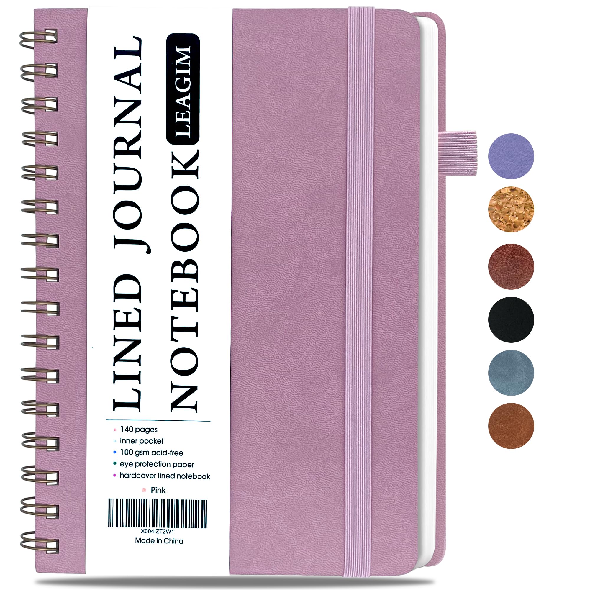 LEAGIM Lined Spiral Journal Notebook for Women & Men, College Ruled Hardcover Notebook for Work & Note Taking, Journals for Writing, 100 GSM, Business