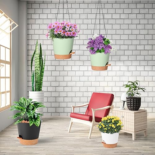 Miniatura 2 de SFENNGPET Macetas colgantes con autorriego, paquete de 3 macetas colgantes para plantas de interior y exterior, cestas colgantes con agujeros de