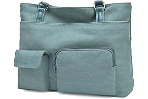 15.6 Inch Canvas Laptop Tote Bag for Women with Compartments