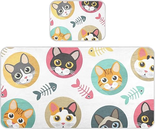 Cats Crib Mattress Protector Cooling Mattress Topper Mini Crib Mattres Pad Cover Ice Silk Cooling Pad & Pillow Play Mat Washable & Breathable for