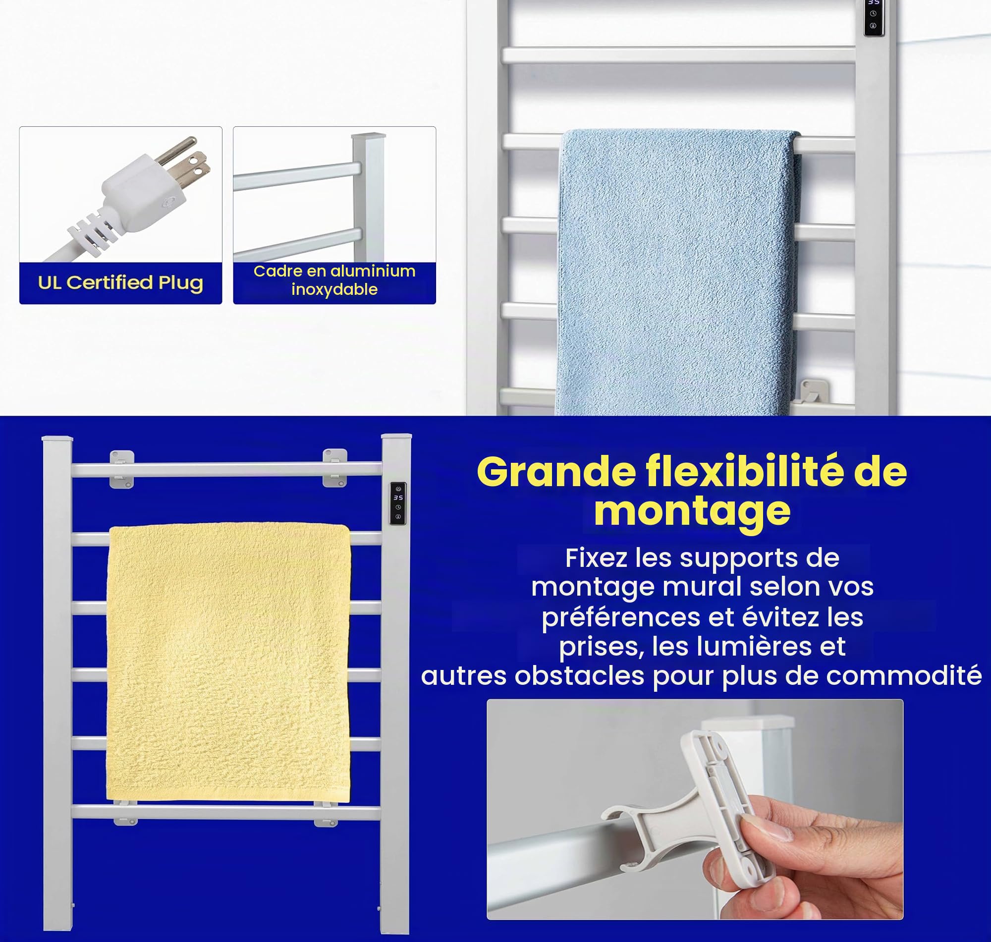LIFEZEAL Porte-Serviettes & Chauffe-Serviettes Électrique