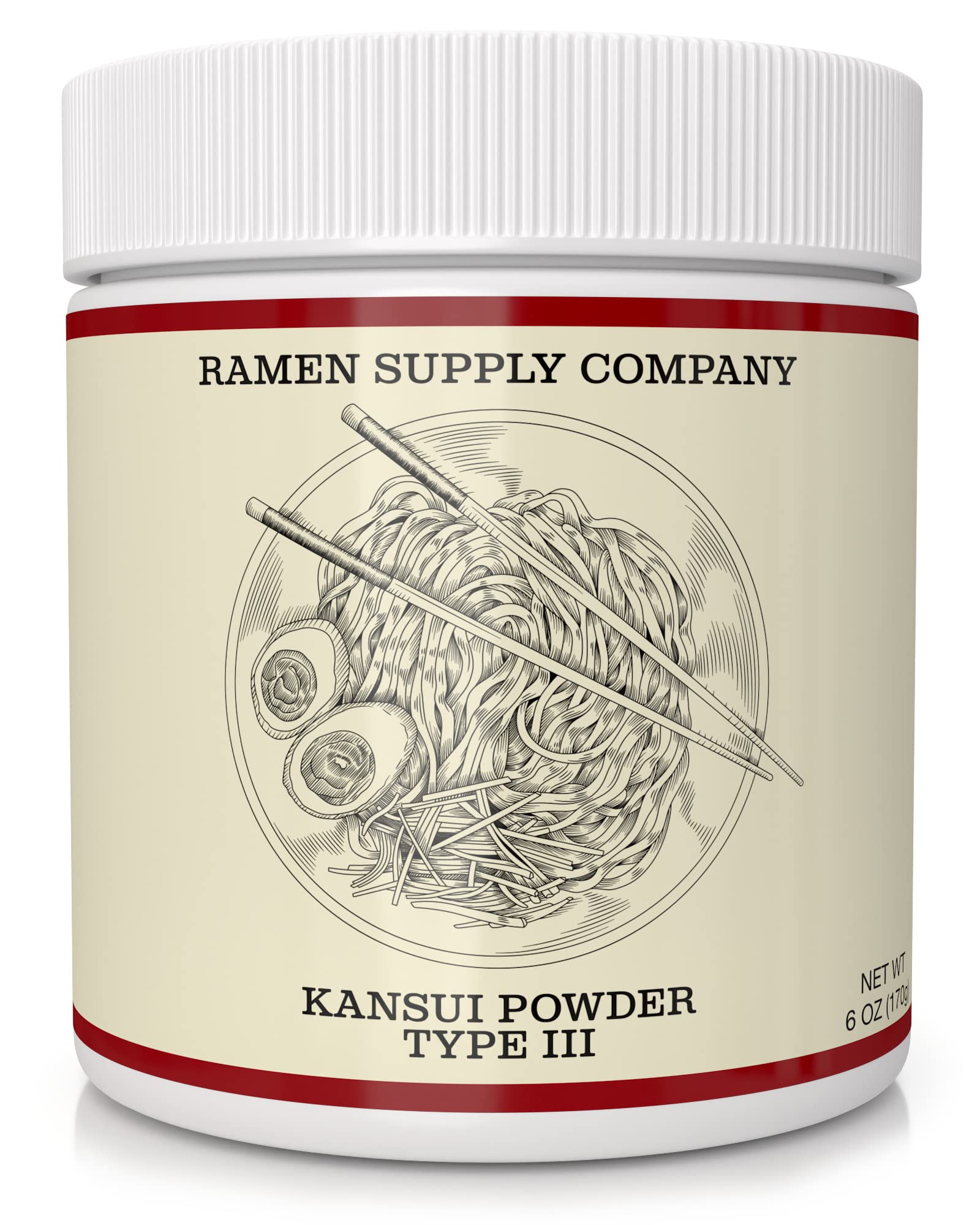 Kansui Powder for Making Fresh Ramen Noodles - Type 3 - Special Blend for Thin, Firm and Low Hydration Ramen Noodles (6 Oz)