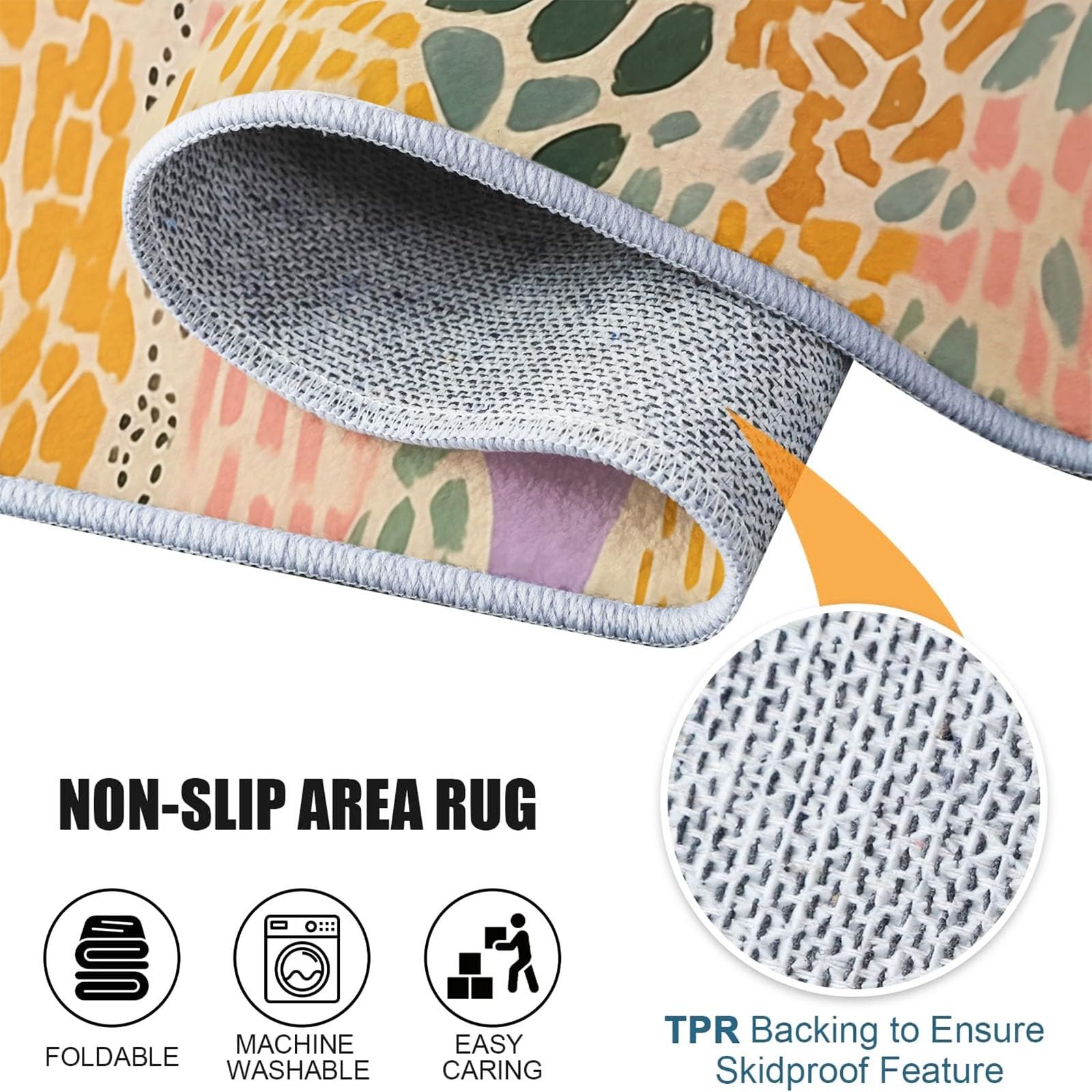 Generisch Teppich Läufer Flur Lang, Rutschfester Küchenteppich 60 x 150 cm Waschbar, Abstrakte Flecken Korridor Teppich für Küche Eingang Wohnzimmer Schlafzimmer, Bunt