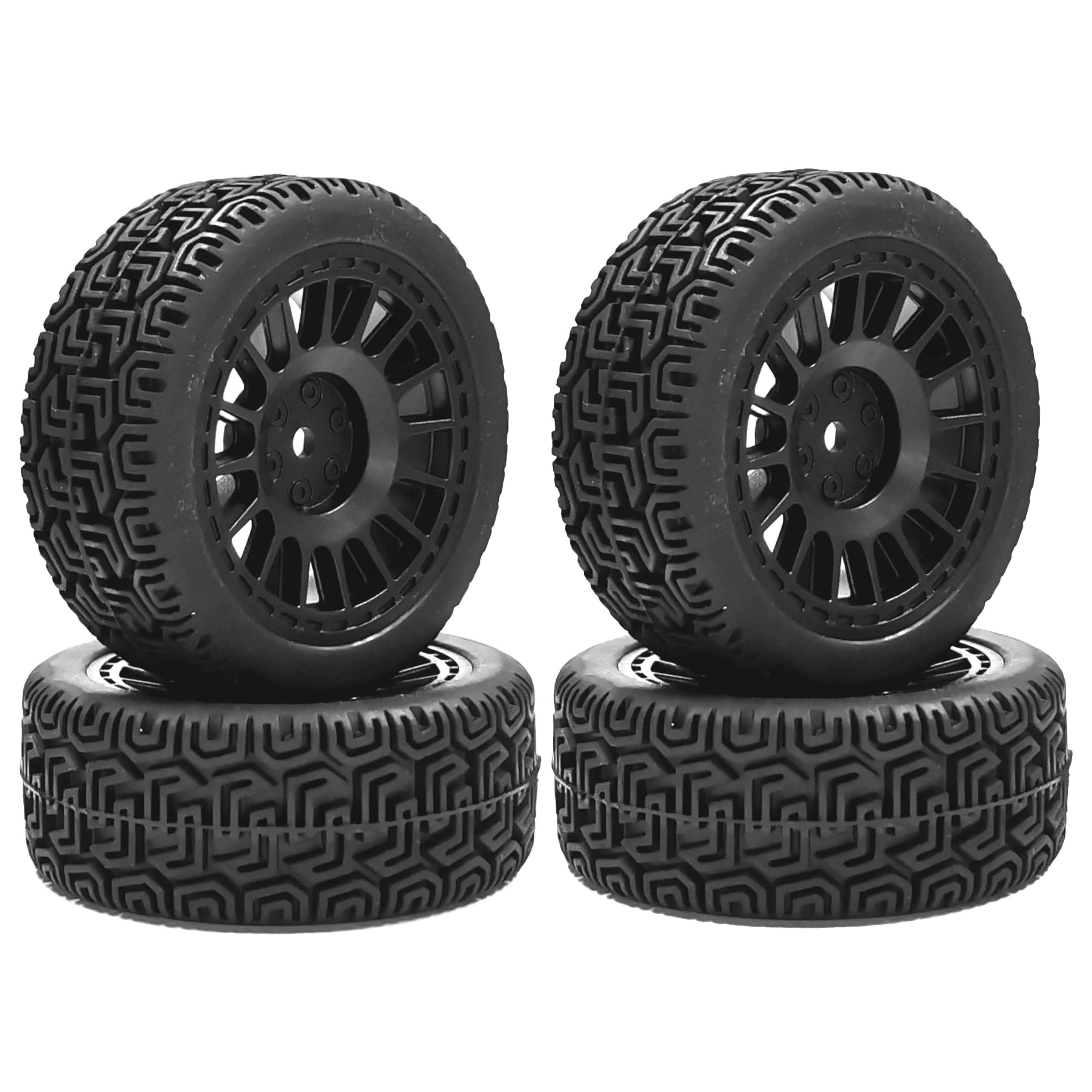 KEEDA 68mm Rubber Tyres and Wheels for 1/10 RC On Road Car 1/16 RC Rally Car HSP 94123 HPI Kyosho Tamiya (Black) โ image 1